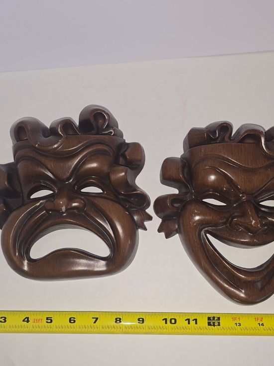 Other - Hand-Carved Burwood Comedy and Tragedy Wall Masks - Decorative Home Wall Decor
